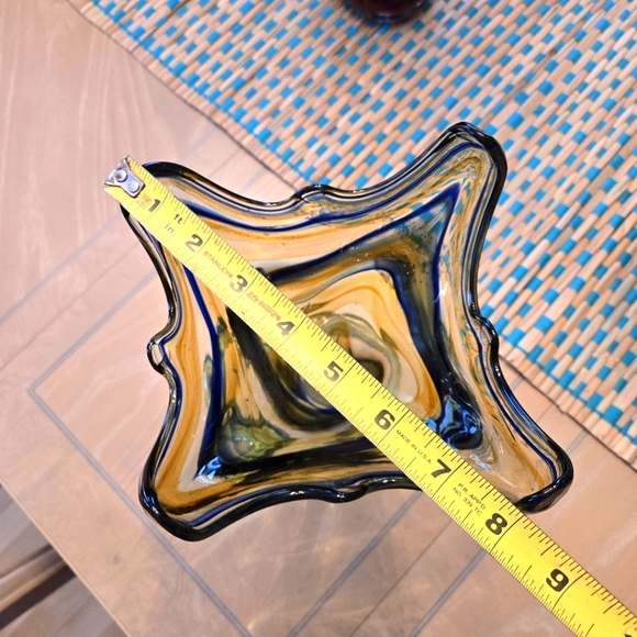 Vintage Mid-Century Free-Form Hand Blown Murano Style Swirl Glass Vase Coil Base - Picture 16 of 16